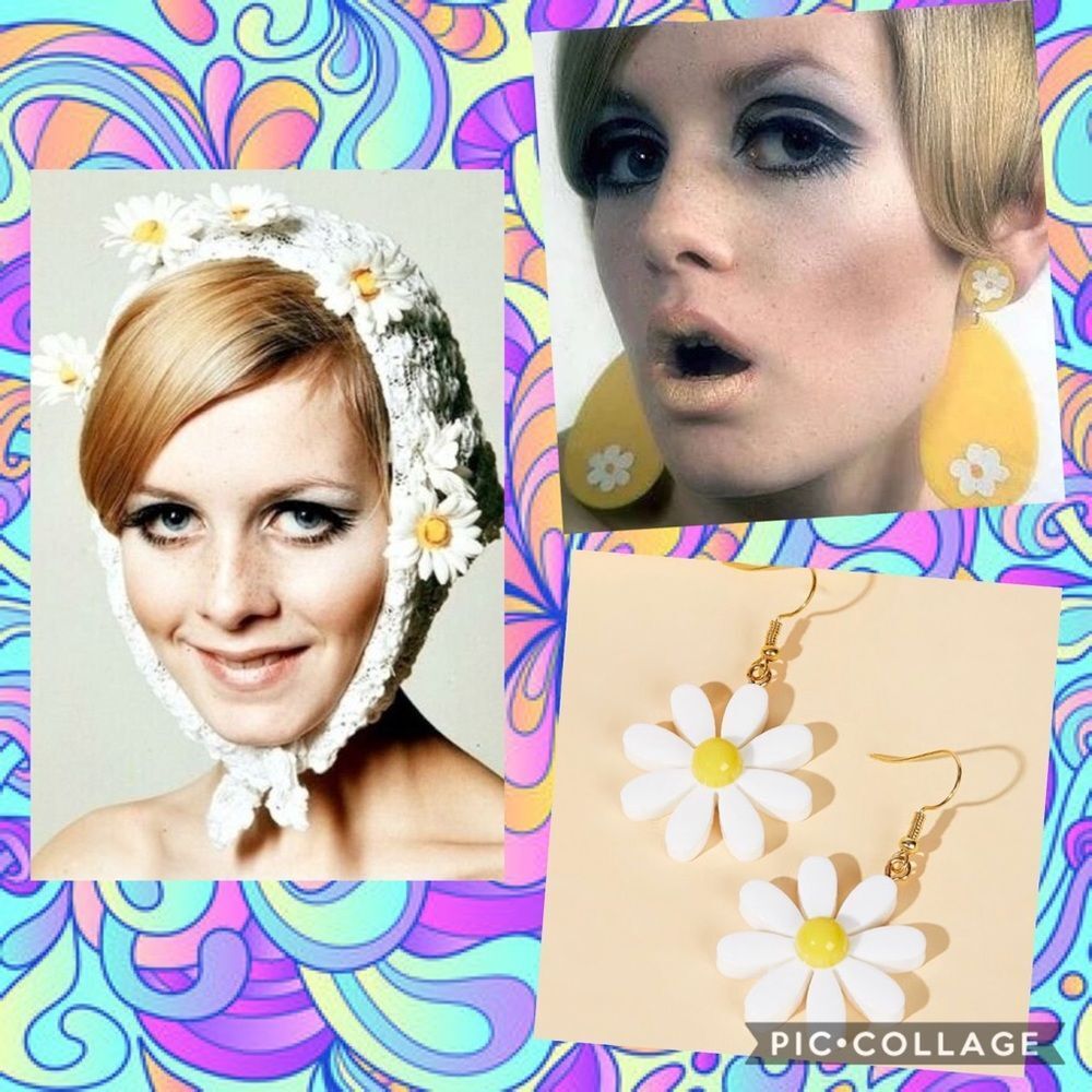 Very 60’s Mod Daisy Drop Earrings